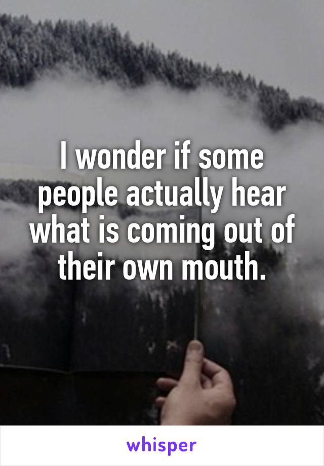 I wonder if some people actually hear what is coming out of their own mouth.
