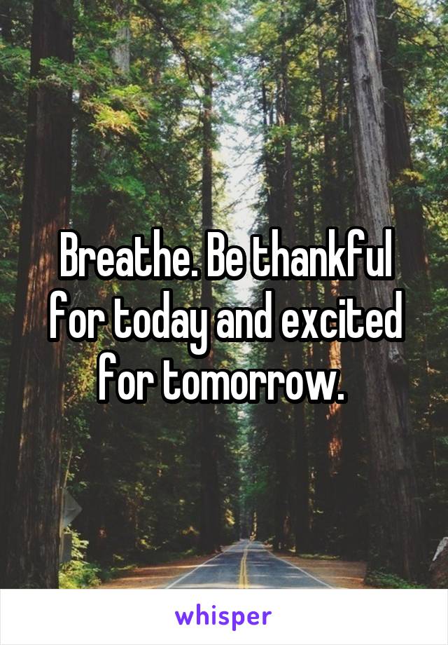 Breathe. Be thankful for today and excited for tomorrow. 