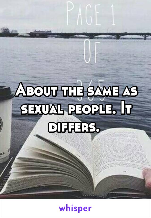 About the same as sexual people. It differs. 