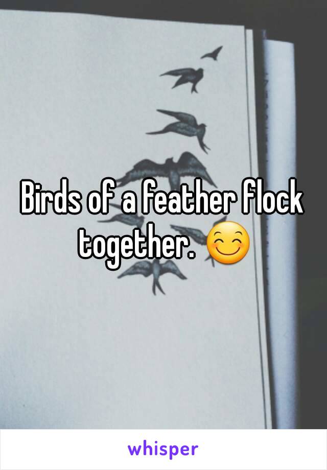 Birds of a feather flock together. 😊