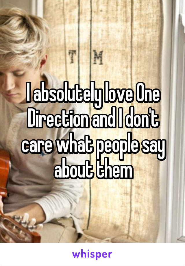 I absolutely love One Direction and I don't care what people say about them