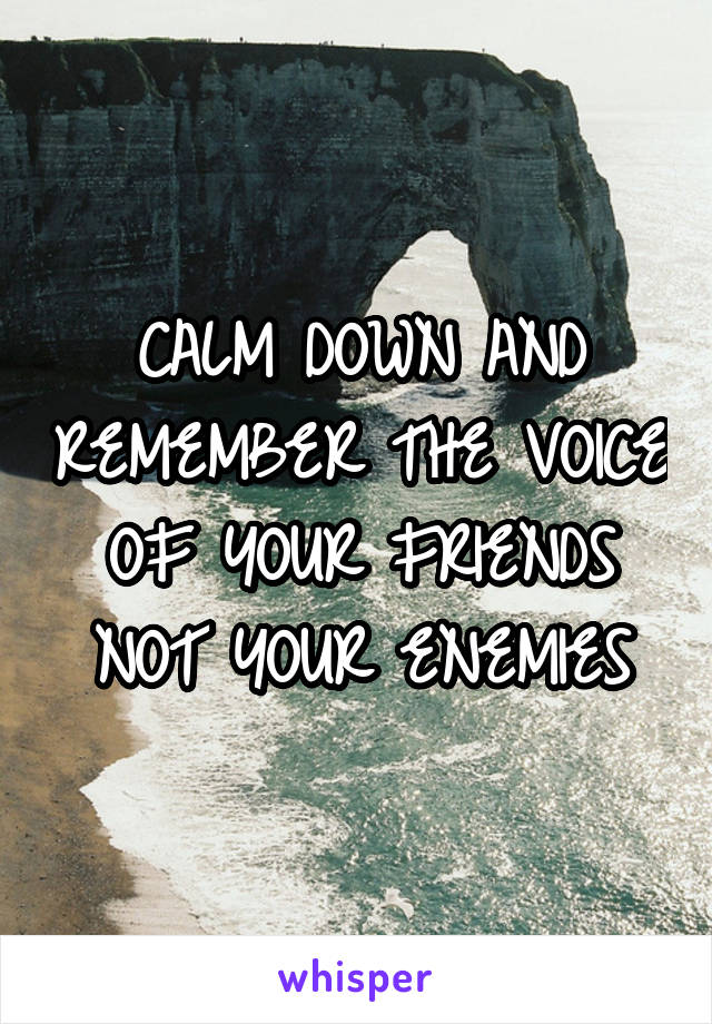 CALM DOWN AND REMEMBER THE VOICE OF YOUR FRIENDS NOT YOUR ENEMIES