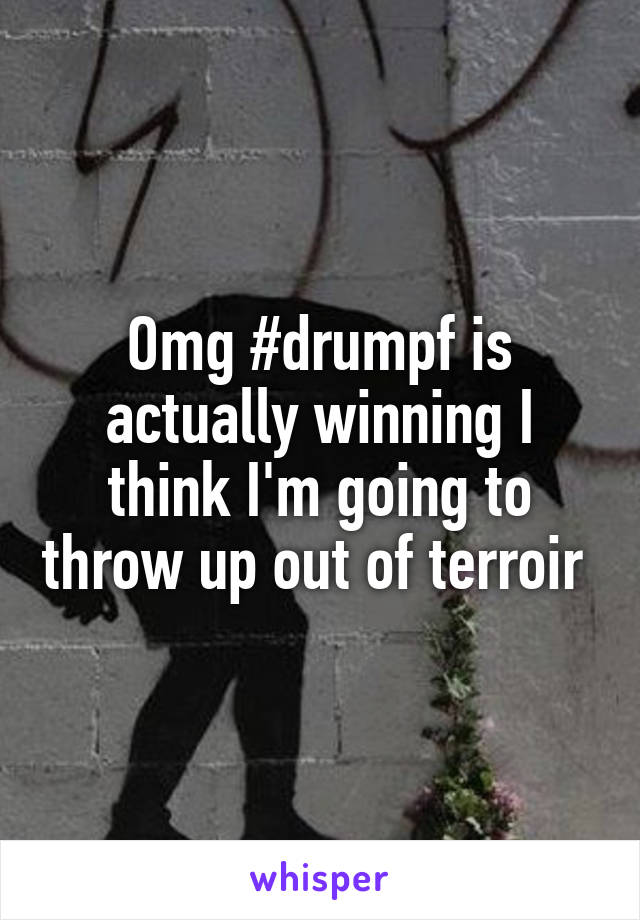 Omg #drumpf is actually winning I think I'm going to throw up out of terroir 