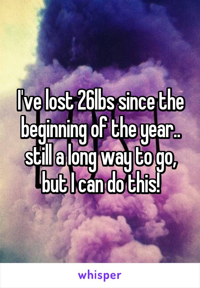 I've lost 26lbs since the beginning of the year.. still a long way to go, but I can do this!