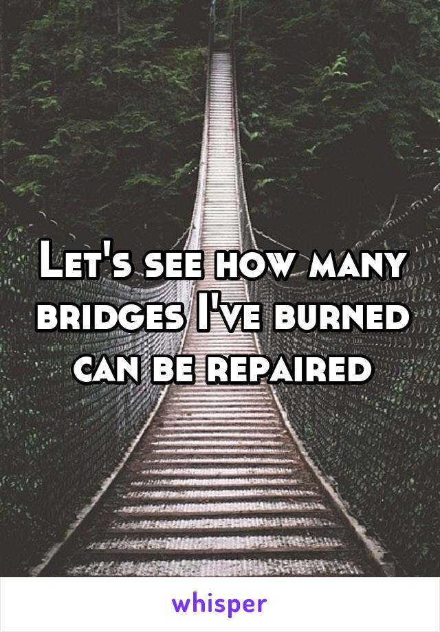 Let's see how many bridges I've burned can be repaired