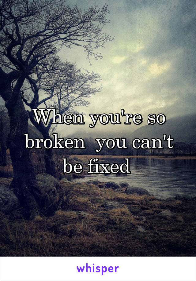 When you're so broken  you can't be fixed 