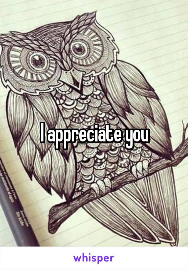 I appreciate you