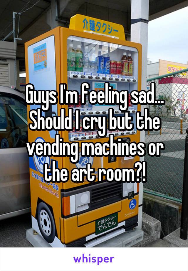 Guys I'm feeling sad... Should I cry but the vending machines or the art room?!