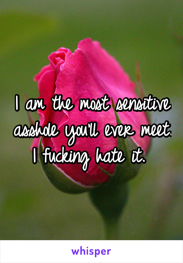 I am the most sensitive asshole you'll ever meet. I fucking hate it. 