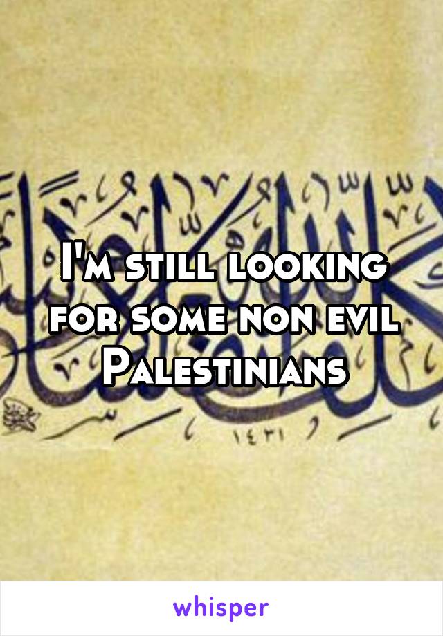 I'm still looking for some non evil Palestinians