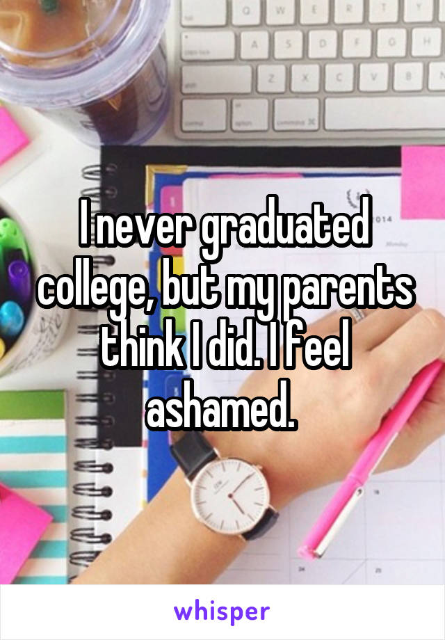 I never graduated college, but my parents think I did. I feel ashamed. 