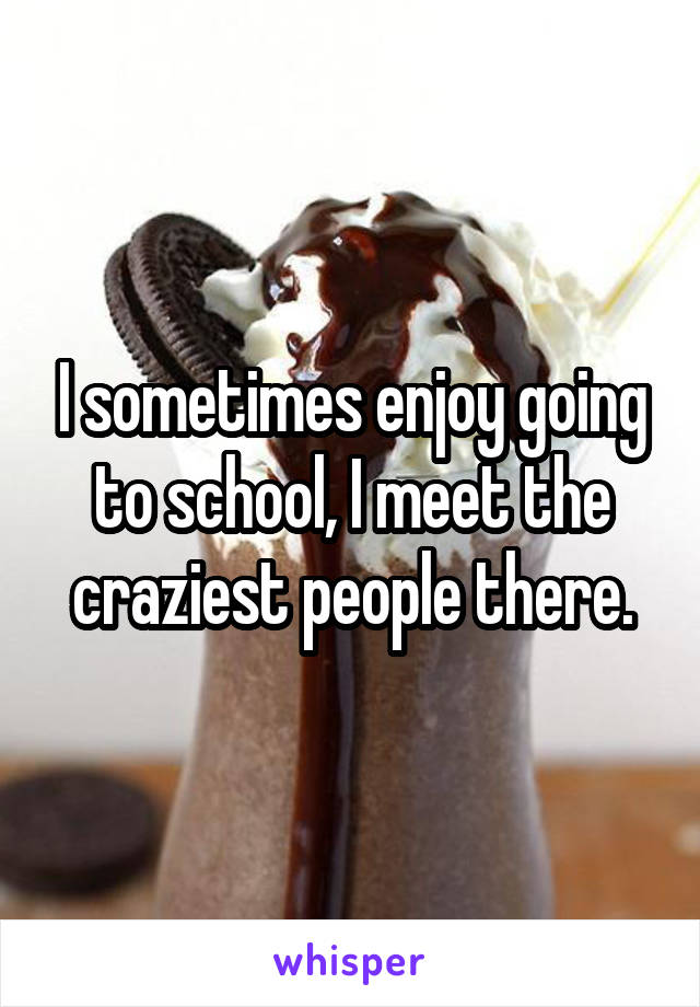 I sometimes enjoy going to school, I meet the craziest people there.