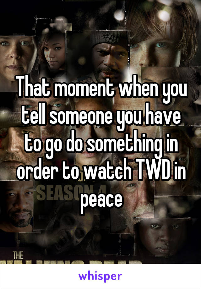 That moment when you tell someone you have to go do something in order to watch TWD in peace