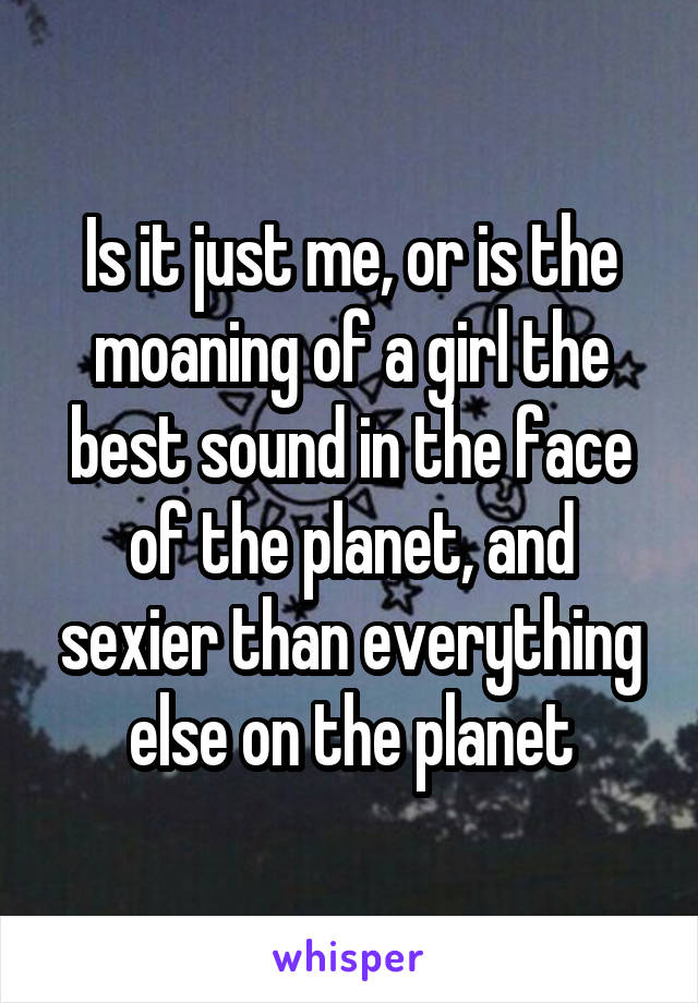 Is it just me, or is the moaning of a girl the best sound in the face of the planet, and sexier than everything else on the planet