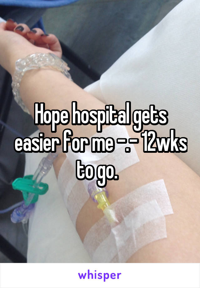 Hope hospital gets easier for me -.- 12wks to go.  