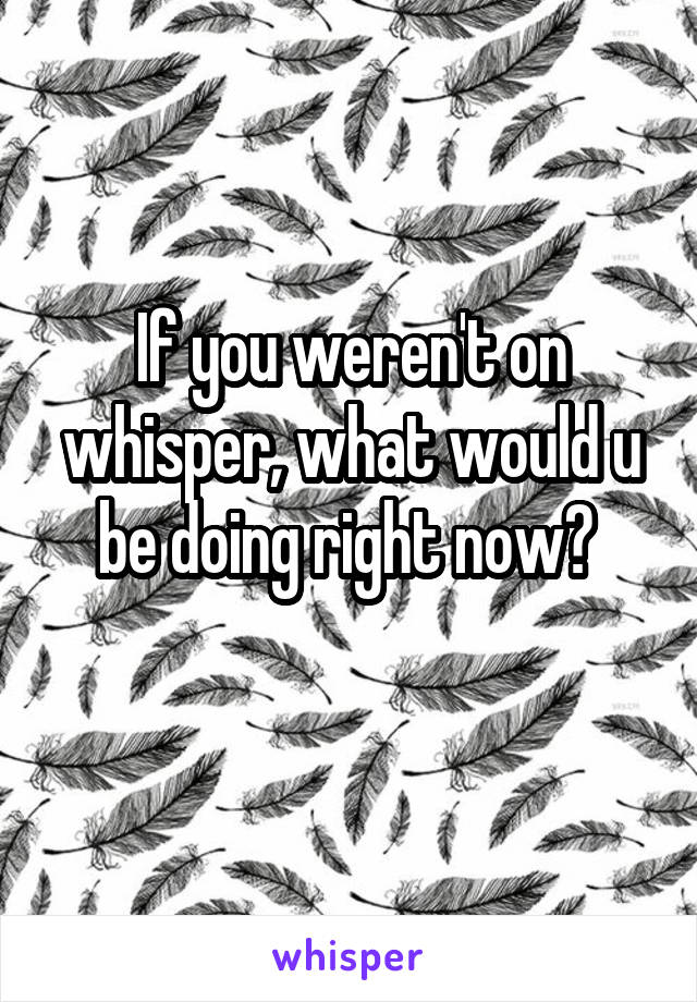 If you weren't on whisper, what would u be doing right now? 
