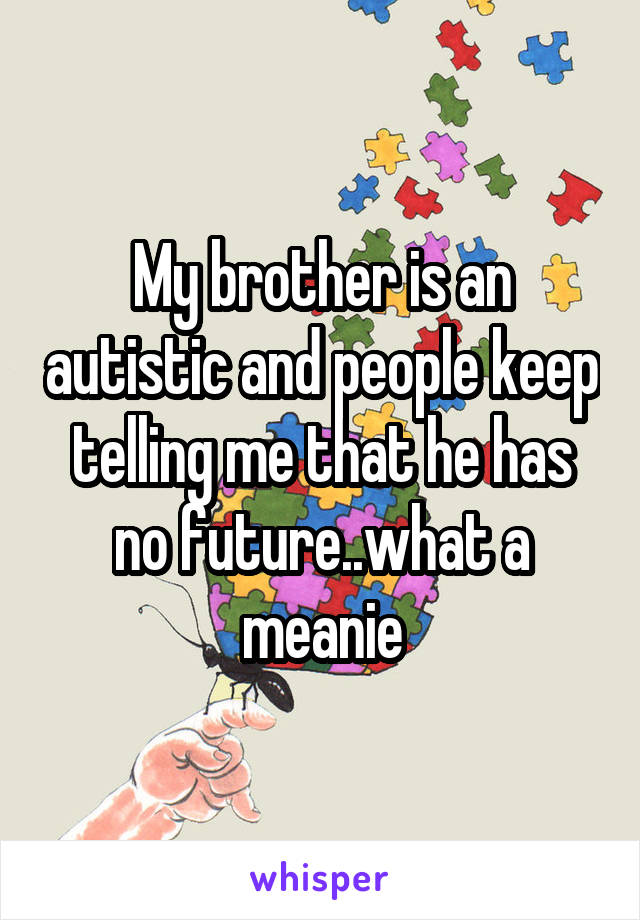 My brother is an autistic and people keep telling me that he has no future..what a meanie