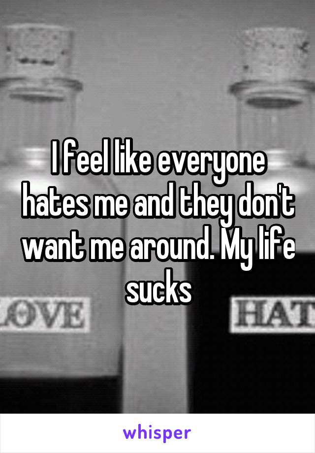 I feel like everyone hates me and they don't want me around. My life sucks