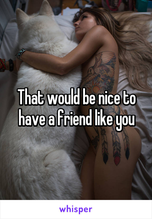 That would be nice to have a friend like you