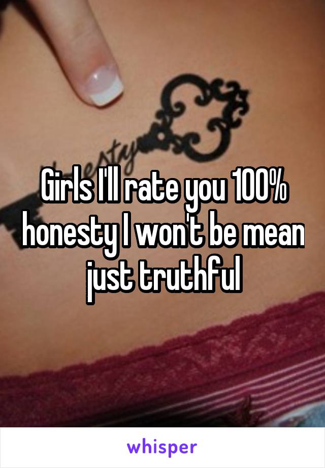 Girls I'll rate you 100% honesty I won't be mean just truthful