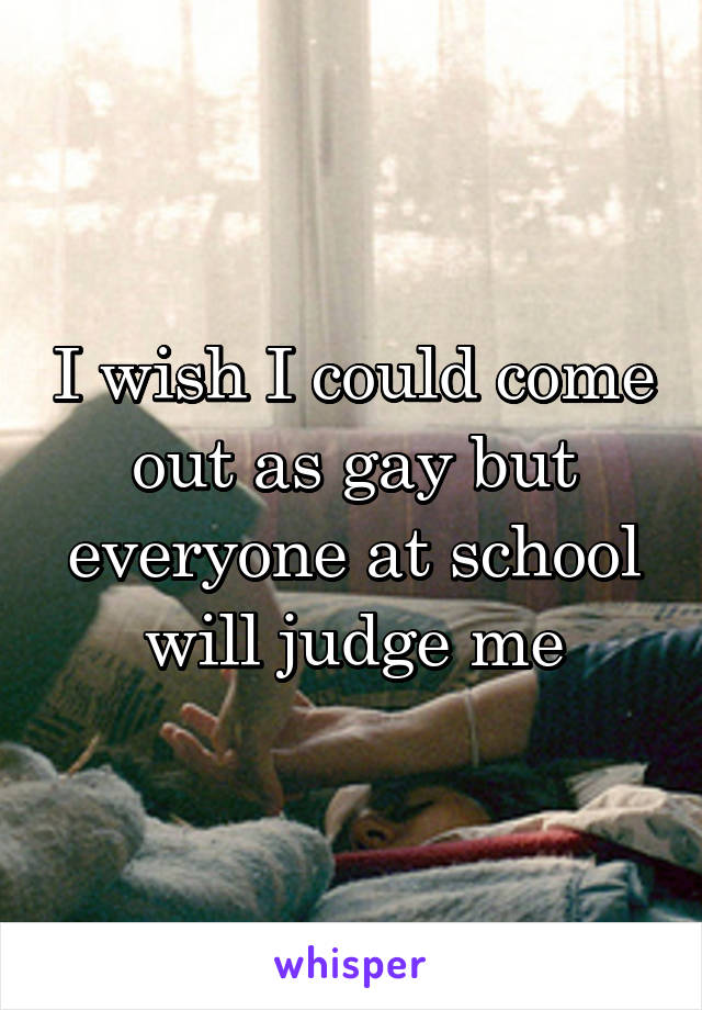 I wish I could come out as gay but everyone at school will judge me