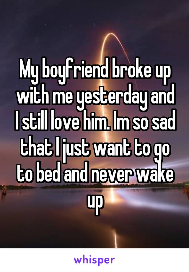 My boyfriend broke up with me yesterday and I still love him. Im so sad that I just want to go to bed and never wake up