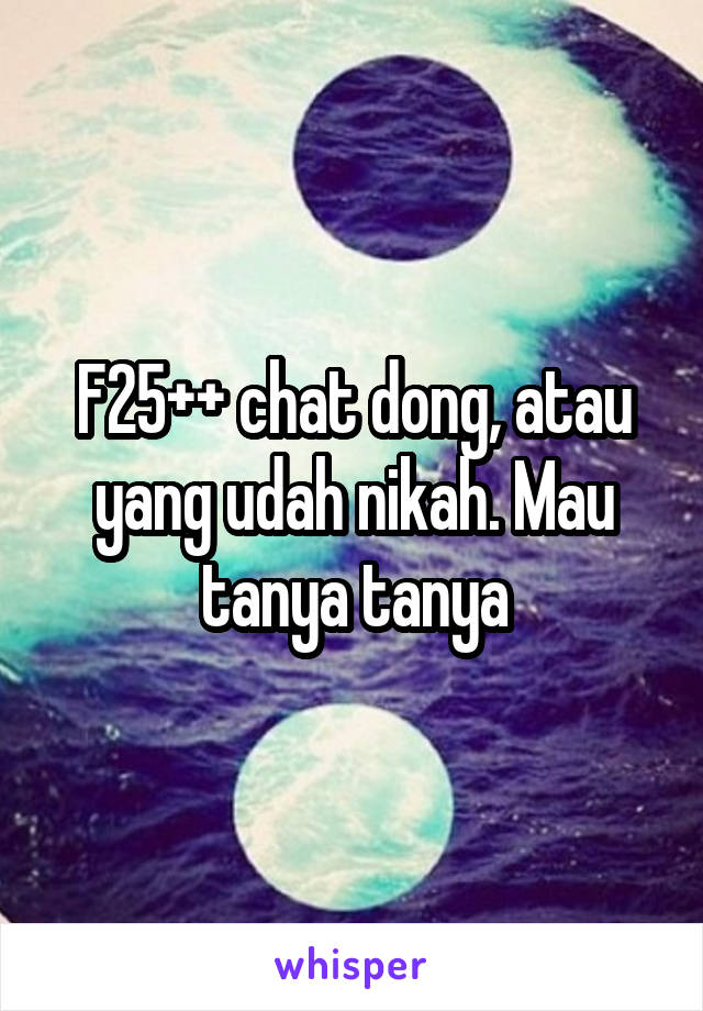 F25++ chat dong, atau yang udah nikah. Mau tanya tanya