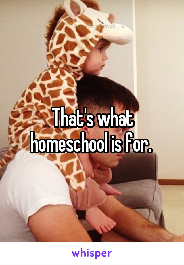 That's what homeschool is for. 