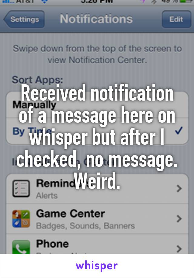 Received notification of a message here on whisper but after I checked, no message. Weird.