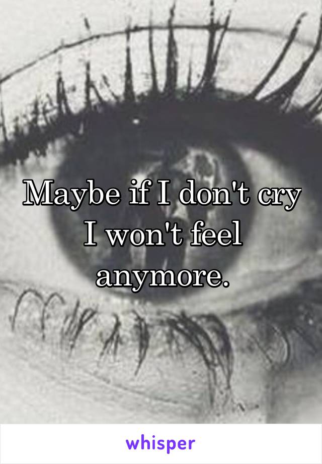 Maybe if I don't cry I won't feel anymore.