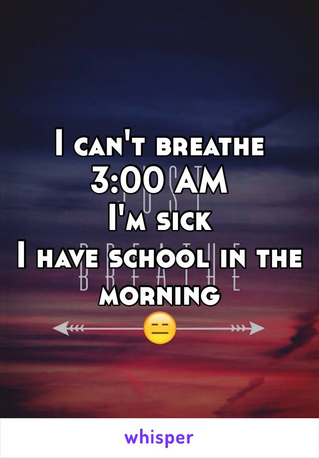 I can't breathe
3:00 AM
I'm sick
I have school in the morning
😑