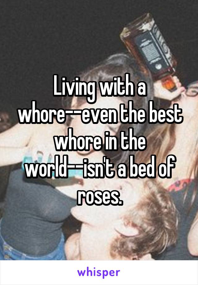 Living with a whore--even the best whore in the world--isn't a bed of roses.