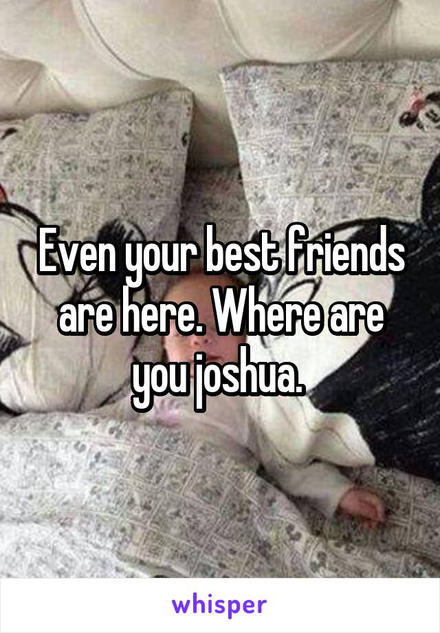 Even your best friends are here. Where are you joshua. 