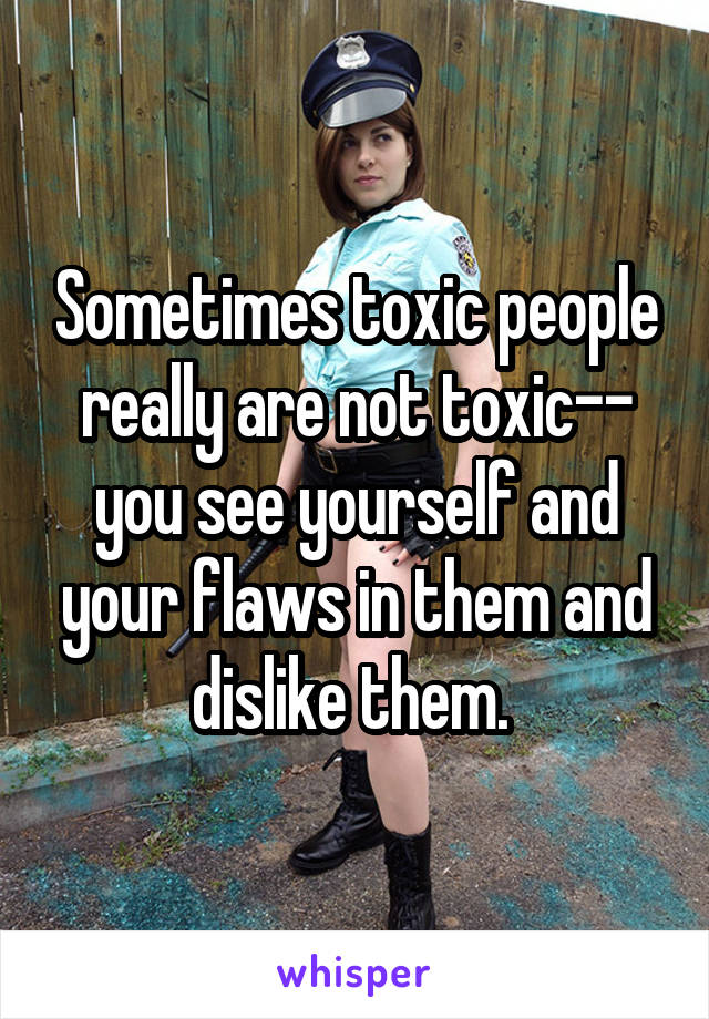 Sometimes toxic people really are not toxic-- you see yourself and your flaws in them and dislike them. 