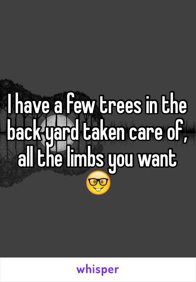 I have a few trees in the back yard taken care of, all the limbs you want 🤓