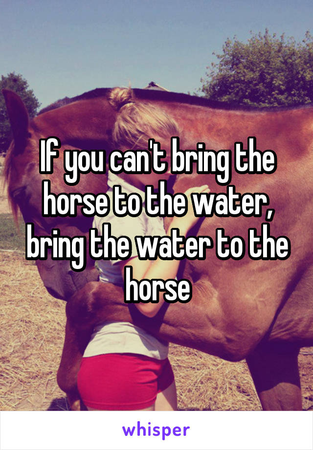 If you can't bring the horse to the water, bring the water to the horse