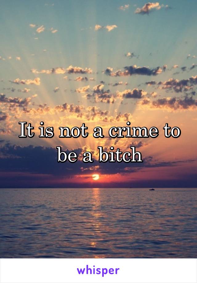 It is not a crime to be a bitch