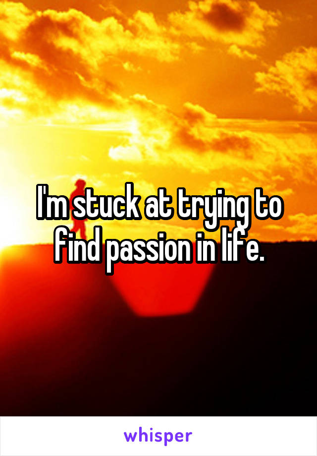 I'm stuck at trying to find passion in life.