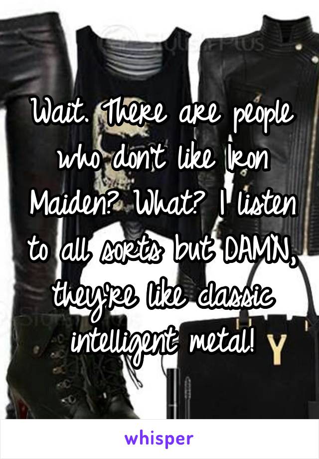 Wait. There are people who don't like Iron Maiden? What? I listen to all sorts but DAMN, they're like classic intelligent metal!