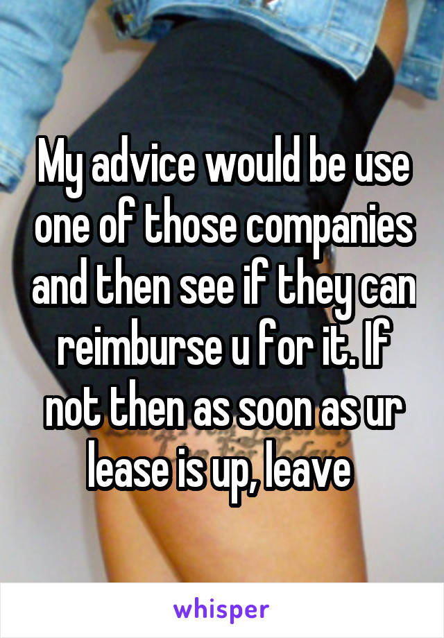 My advice would be use one of those companies and then see if they can reimburse u for it. If not then as soon as ur lease is up, leave 