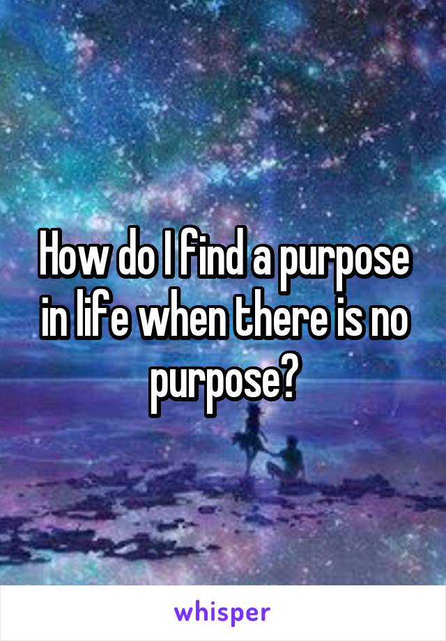 How do I find a purpose in life when there is no purpose?