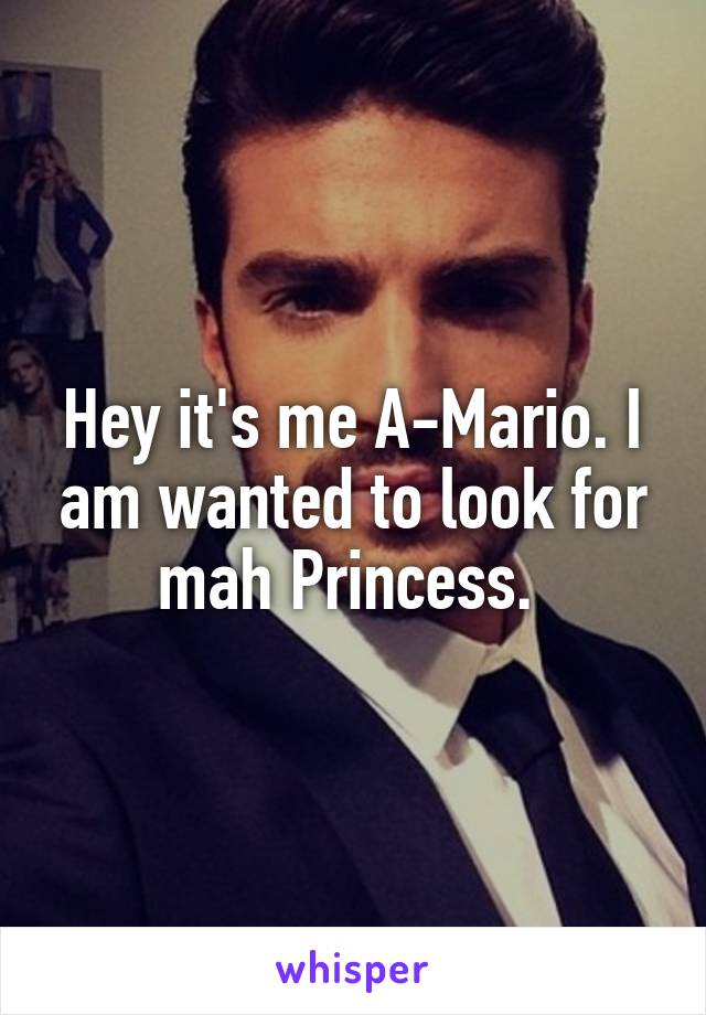 Hey it's me A-Mario. I am wanted to look for mah Princess. 