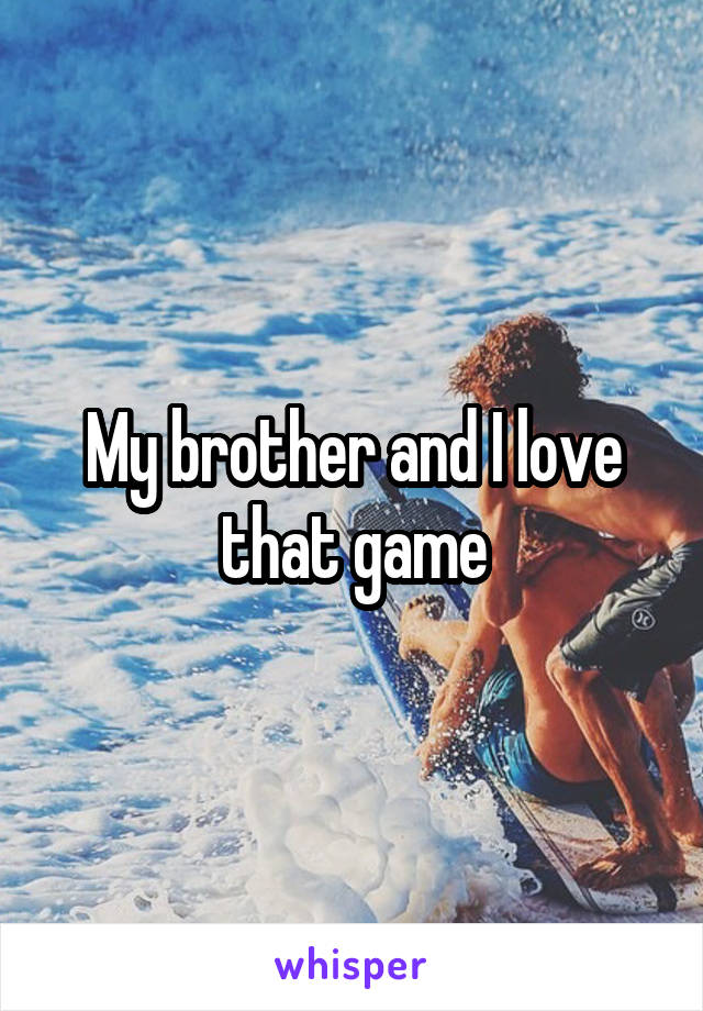 My brother and I love that game