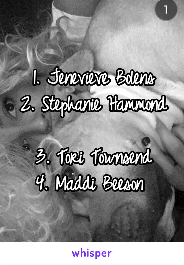 1. Jenevieve Bolens
2. Stephanie Hammond 
3. Tori Townsend
4. Maddi Beeson 