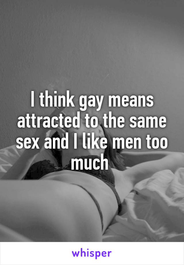 I think gay means attracted to the same sex and I like men too much 