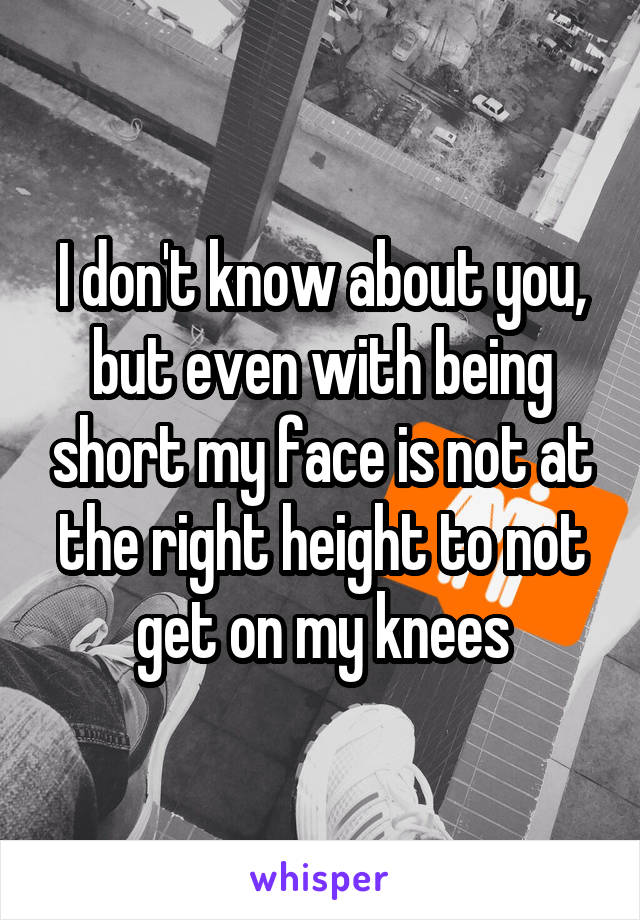 I don't know about you, but even with being short my face is not at the right height to not get on my knees