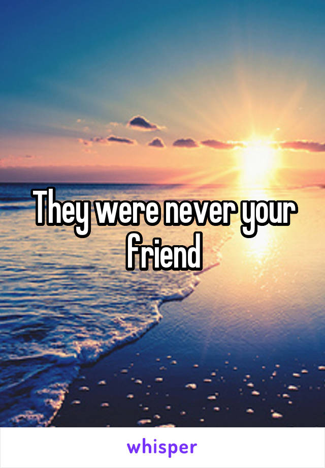 They were never your friend