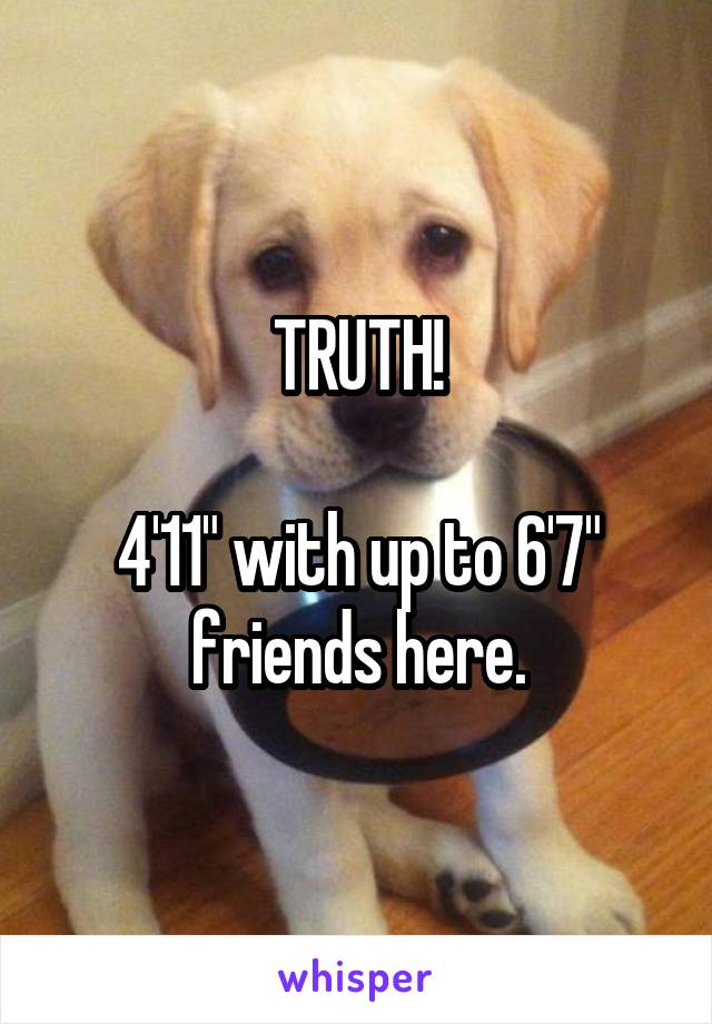 TRUTH!

4'11" with up to 6'7" friends here.