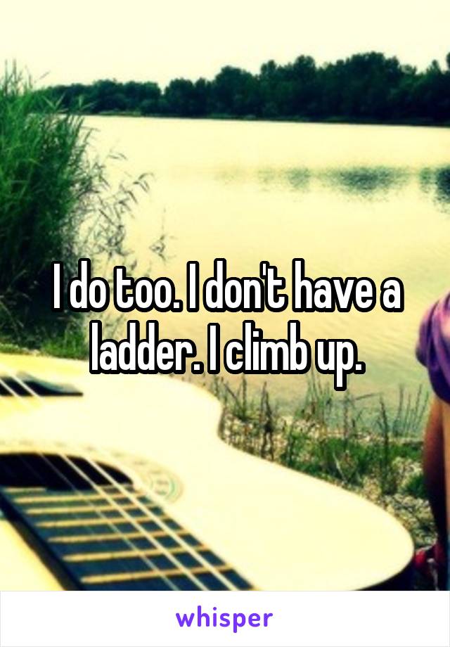 I do too. I don't have a ladder. I climb up.