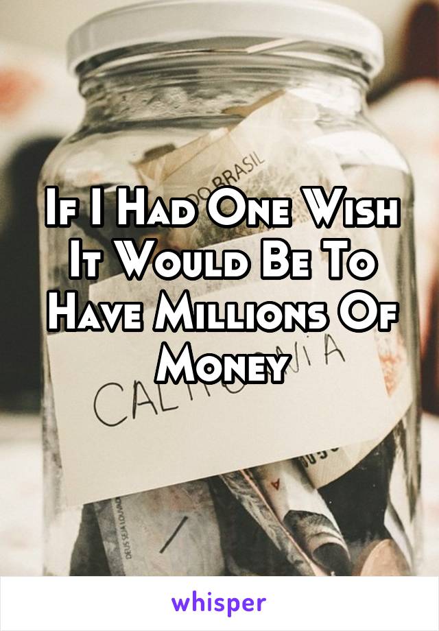 If I Had One Wish It Would Be To Have Millions Of Money

